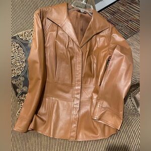 Lafayette 148 caramel lamb skin jacket Size 10. Fabulous! Like new!